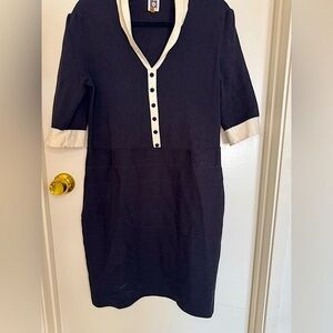 Anne Klein Vneck Collared Knit Dress